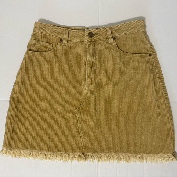 MP D Dresses & Skirts - MP D women's small mustard yellow corduroy mini skirt with frayed hem EUC